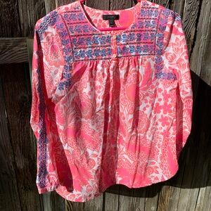 Boho Embroidered Peasant Top